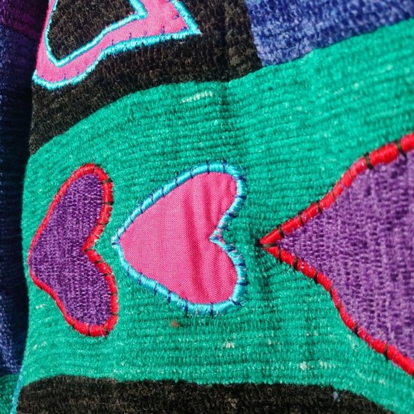 Alex Kim Wearable Art Women's Small Woven Patchwork Jacket Hearts Colorful Lined - Picture 8 of 12